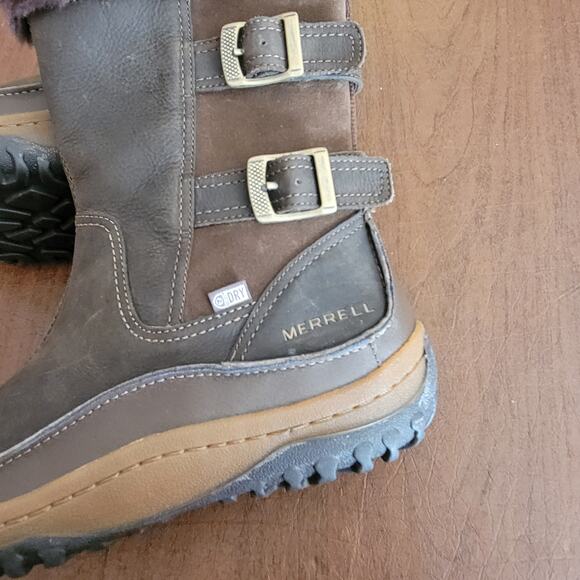 Merrell Decora Chant Waterproof Boots Womens 9 Mocha Winter Snow Boots Mid Calf - Picture 15 of 16